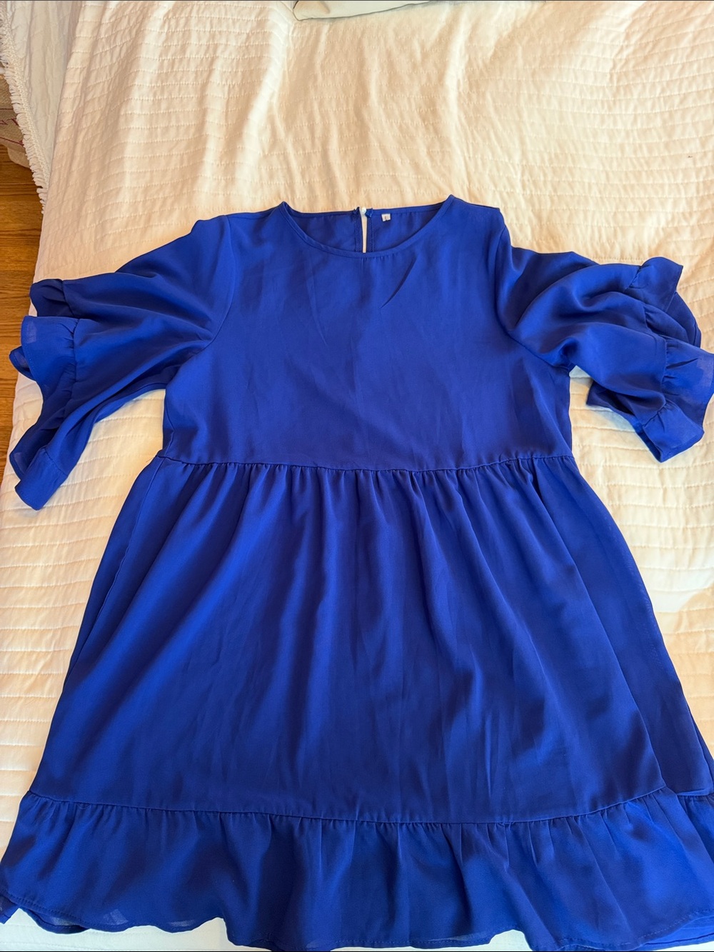 Blue Ruffle Sleeve Dress